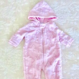 Mini Muffin Pink Plush Hooded Snowsuit Size 0-3